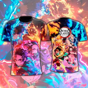 Camisa Camiseta Demon Slayer  Tanjiro Nezuko Zenitsu Inosuke - Proteção UV